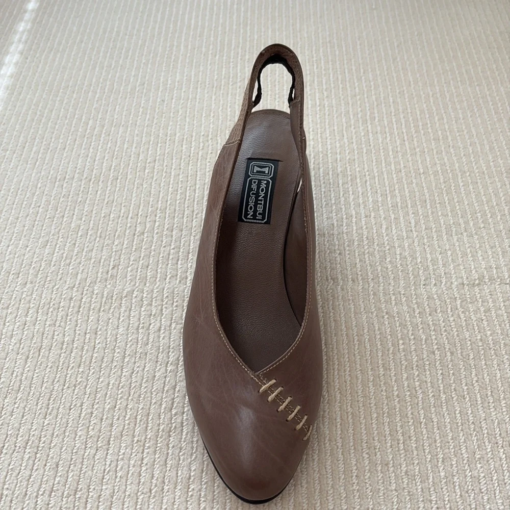 MONTBUI Elegant Brown Slingback Heels